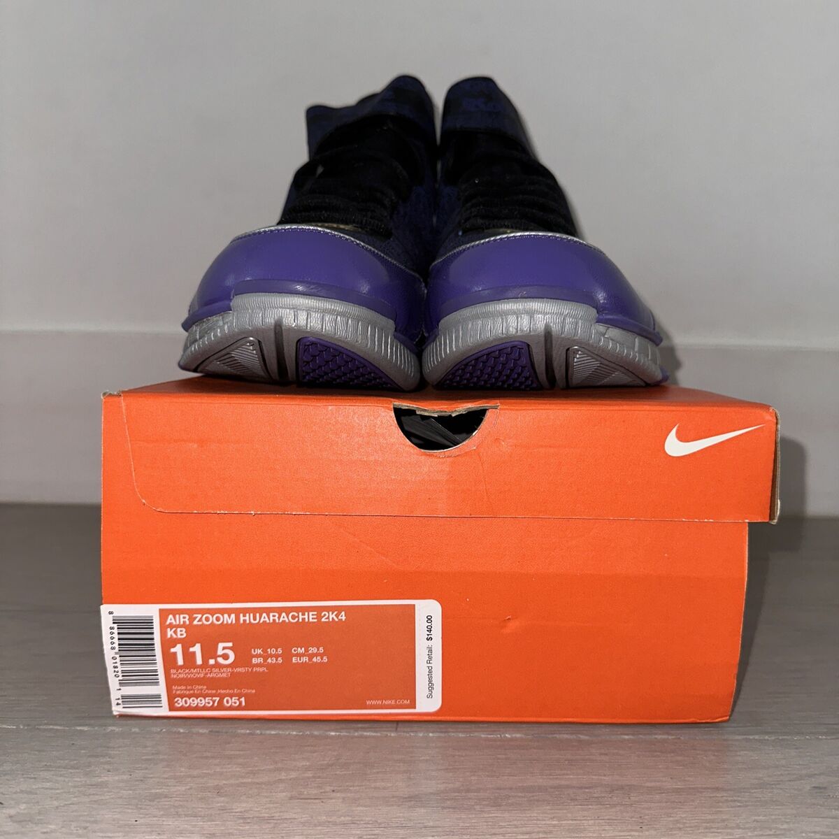 Nike Air Zoom Huarache 2K4 KB Kobe Laser Black Silver Purple Nike Air Zoom Huarache 2K4 KB Kobe Laser Black Silver Purple
