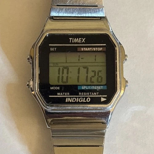 Vintage Timex Digital Indiglo T78677 Goldtone Mens Watch – New Battery!