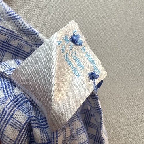 Twillory Shirt Mens 17.5 36/37 Tailored Fit Blue Check Safe Cotton Non Iron - Picture 5 of 8