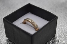 9ct Yellow Gold Ring With Half Eternity Of White Stones Some Fluorescence 2.21g