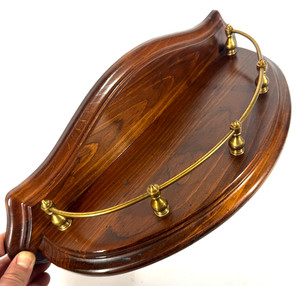 Vintage Retro 17" Half Circle Brass Rail Figurine Clock Hanging Wall Shelf