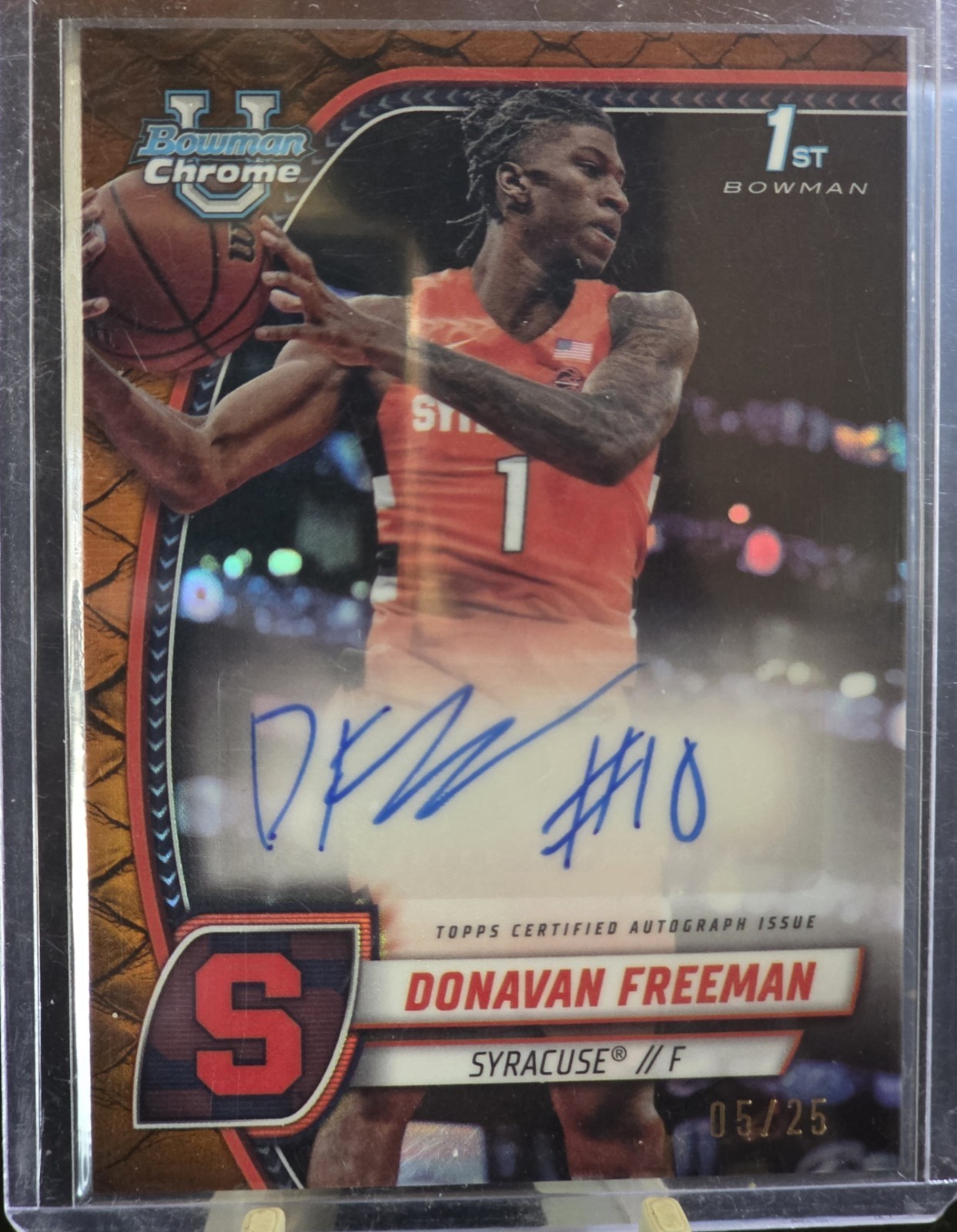 Topps 2024-25 Bowman University Chrome Donavan Freeman #21 1st Auto /25 Syracuse