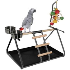 Multi-Breed Bird Perch Stand with 2 Steel Cups
