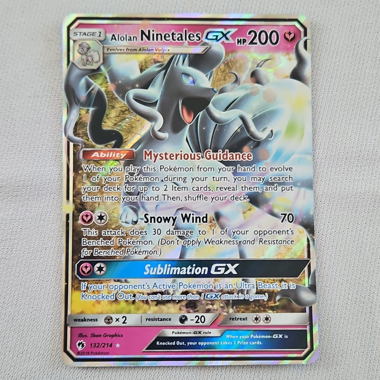 The Pokémon Company Alolan Ninetales GX 132/214 SM Lost Thunder Holo UR ENG