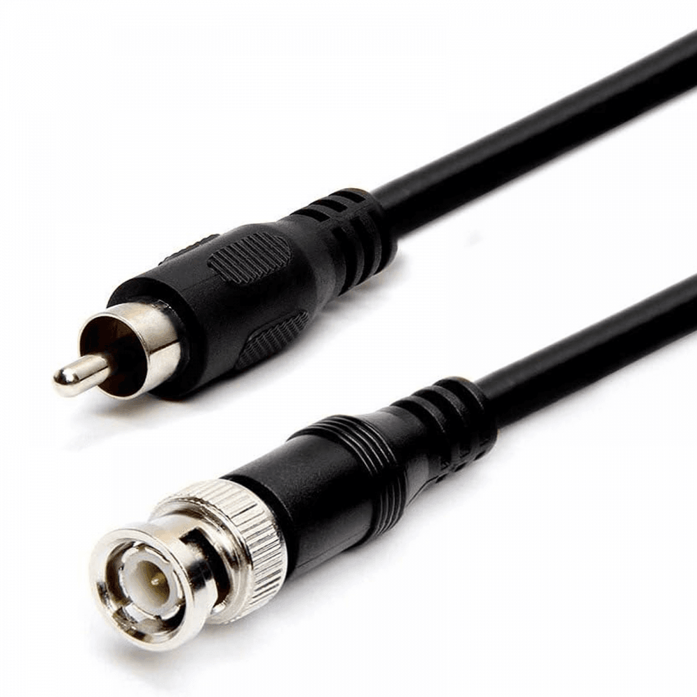 BNC to RCA Phono Male Plug CCTV DVR TV Video Camera 75ohm 1.2m Lead RG59/U