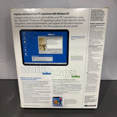 RARE Microsoft Windows 98 Second Edition SE Upgrade BOX SET CD PC