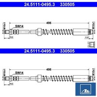 2X Bremsschlauch ATE 24.5111-0495.3 2 BremsschläUche Rechts Links Vorne