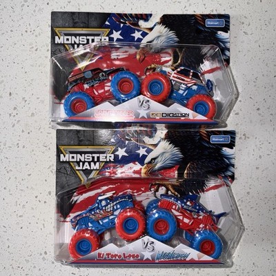 Monster Jam Stars And Stripes JCB Digatron Grave Digger Megalodon El Toro Loco