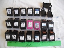 Lot of 19 USED and EMPTY HP 61 61XL Black Inkjet Ink Print Cartridges, 6 Clips