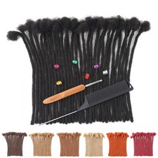 Human Hair Dreadlock Extensions 0.6cm 1B 12 Inch 30 Strands