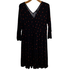 Torrid Womens Lipstick Print Fit & Flare A-Line Dress V-Neck Black Size 2X NWT