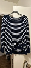 Active Life Women’s Navy & White Striped Long Sleeved Top Size XXL
