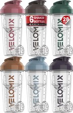 -6 PACK- 28 oz Protein Shaker Bottle for Protein Mixes - 6x Wire Whisk  Leak...