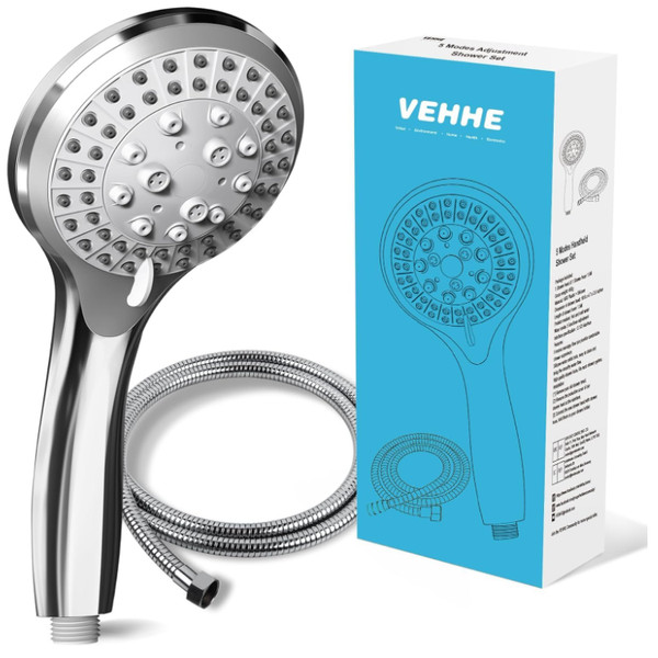 Duschkopf Mit Schlauch 1,5M Chrome 5 Strahlarten Wassersparend-image