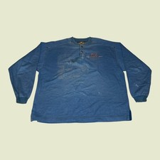 Vintage Made USA Harley Davidson Mens Long Sleeve Henley Shirt Blue HOG 3XL