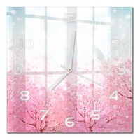Elegante Wanduhr Mit Leisem Uhrwerk BlüHende Kirsche WeißE Zeiger 30X30 Cm