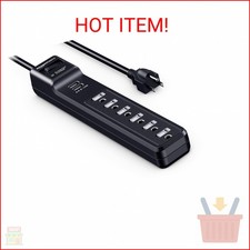 Amazon Basics Surge Protector Power Strip with 6 Outlets, 2 USB Ports, 1000 Joul