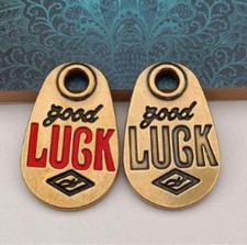 Vintage Brass Keychain Charm   Gold/Black 44x28mm Brass Keyring Gift LE  if