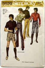 1971 Simplicity Sewing Pattern 9529 Mens Pants Knickers Shorts Size 36 Vtg 17449