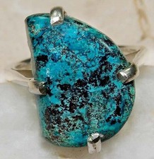 Natural Azurite 925 Solid Sterling Silver Ring Jewelry Sz 8 B17-4