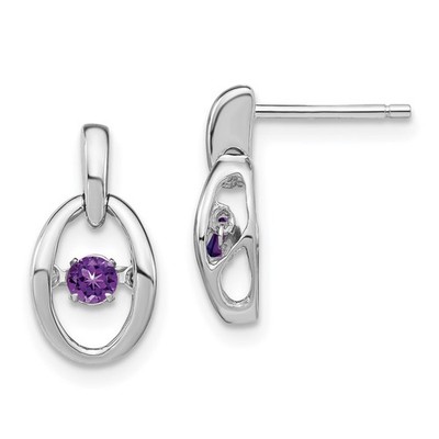 Sterling Silber Rhodium Amethyst Geburtsstein lebendige Ohrringe Damen