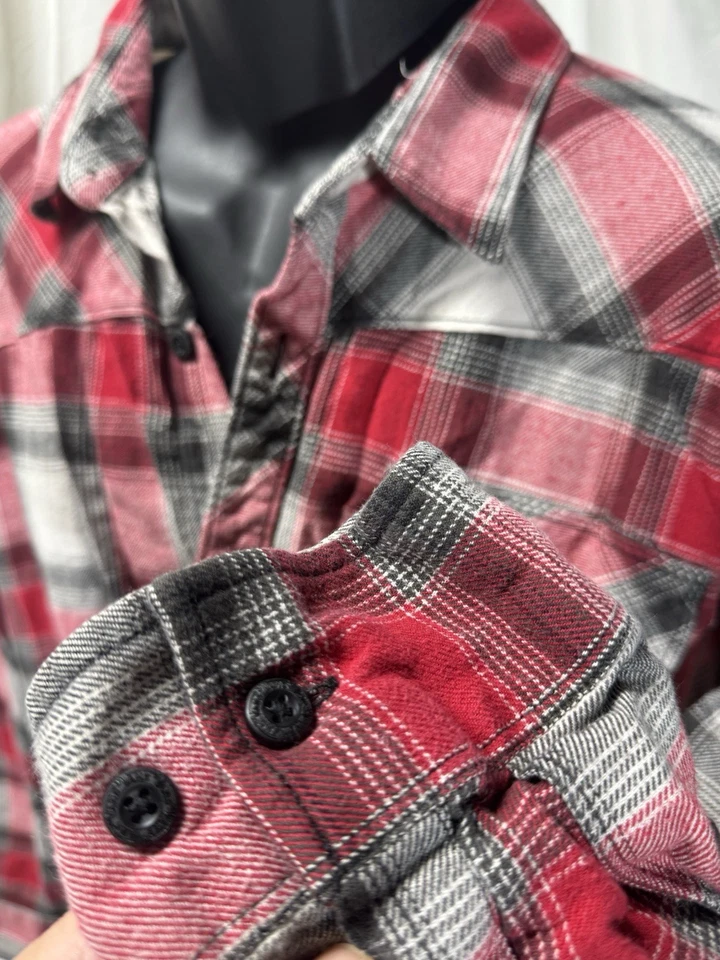 Camisa con botones XXL roja de franela a cuadros manga larga Vans para hombre Foto 2 de 4