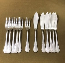 housewife 6 fish cutlery ERCUIS model RIBBONS TRIANON silver metal table