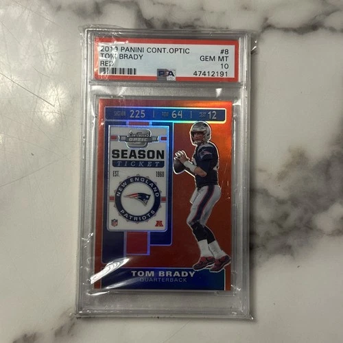 2019 panini contenders optic #8 tom brady; red /199 holo prizm PSA 10