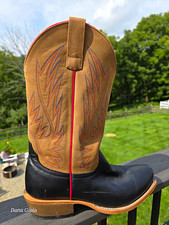 Horse Power HP9542 Western Cowboy Boots Men's 10.5 D Black Copper Cat Cutter Toe