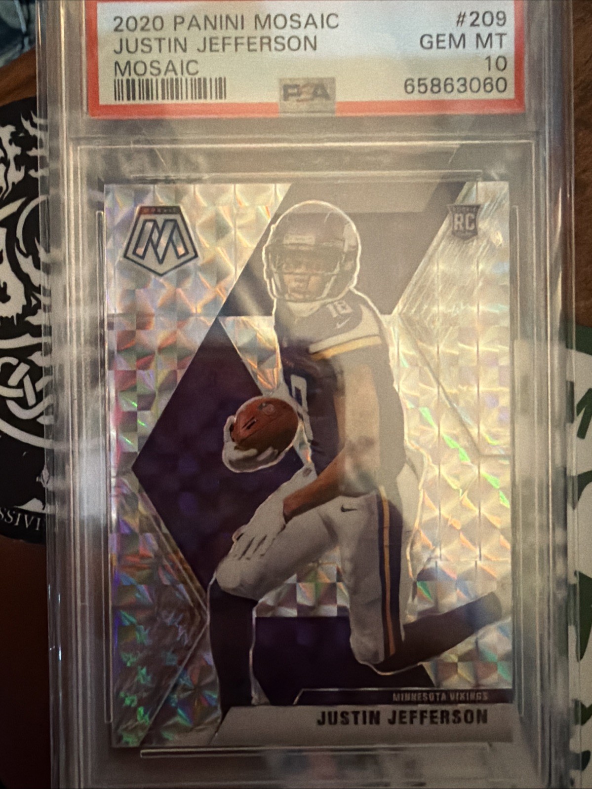 PSA 10 2020 Panini Mosaic - Rookies Justin Jefferson #209 Mosaic Prizm (RC) GEM view 1