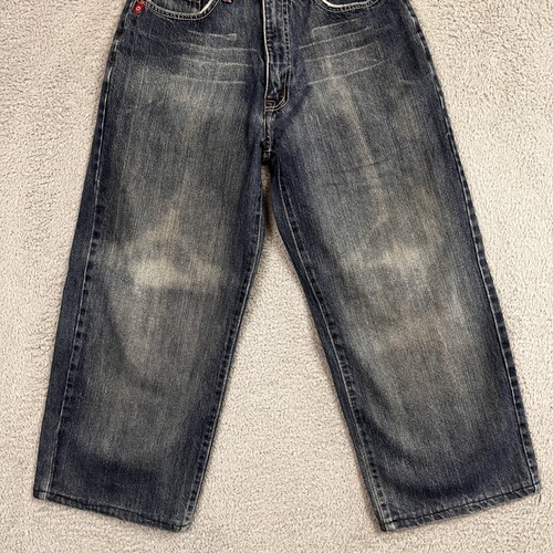 VTG Y2K Southpole Jeans BOYS 27x24* Hemmed Wide Leg Baggy Denim Skater Hip Hop - Picture 4 of 23