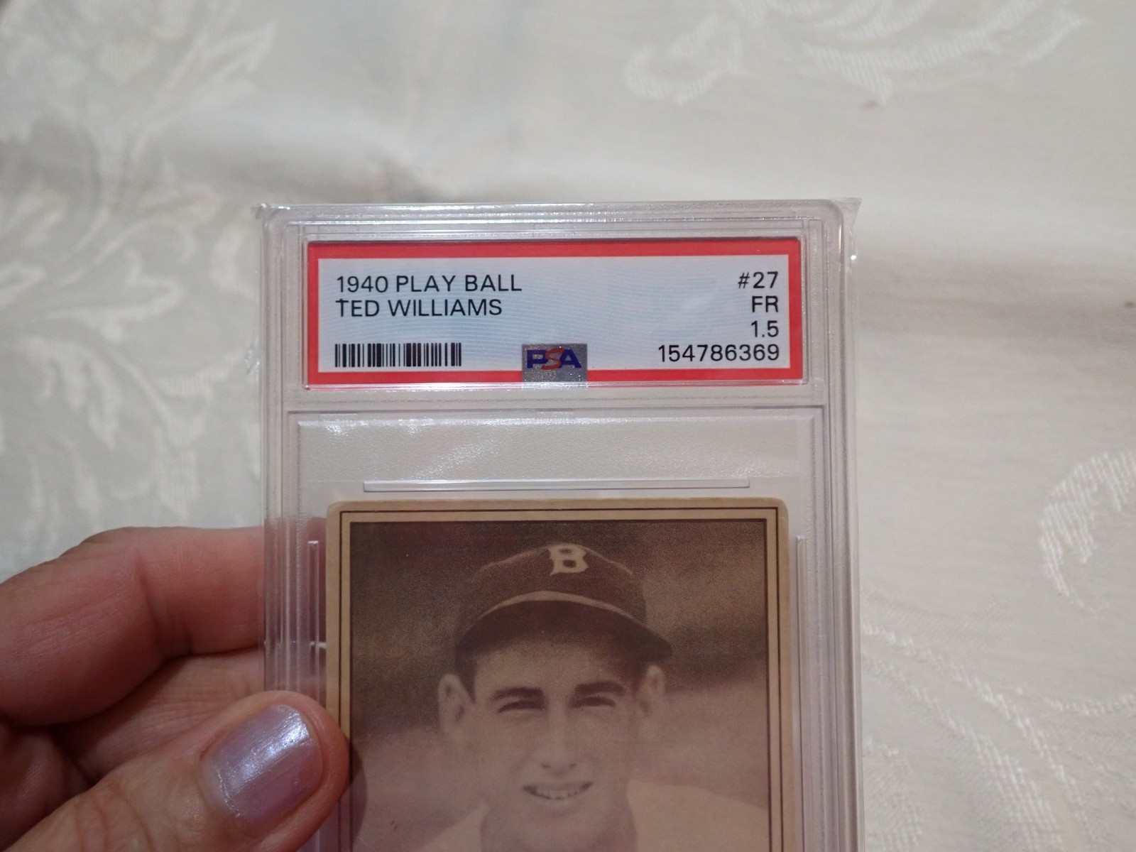1940 Play Ball # 27 Ted Williams PSA  1.5 FR Baseball Card view 2