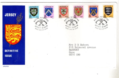 1981 JERSEY - DEFINITIVE ISSUE/ROYAL WEDDING FDC FROM COLLECTION N8