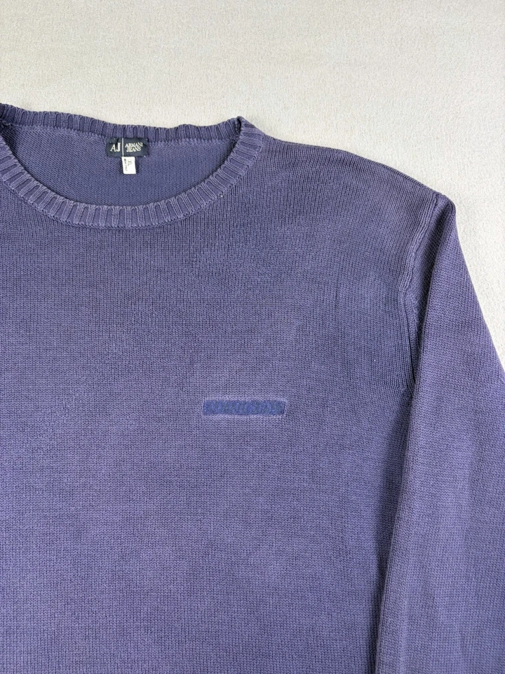 Винтажный Armani джинсы свитер мужской размер XL синий хлопок трикотажа легкий Италия  - Изображение 2 из 4