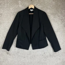 Max Studio Jacket Womens Medium Black Stretch Long Sleeve Blazer Open- 3152*