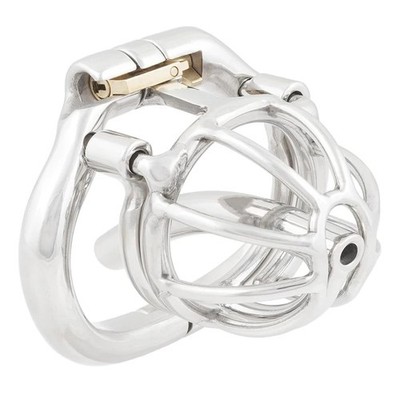 Male Stainless Steel Chastity Device with Removable PA Puncture Ring Lock Cage