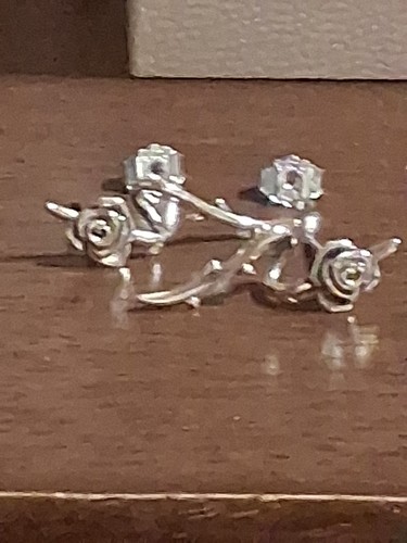 Pandora Authentic Brand New Sterling Silver Rose In Bloom Long Stem With Thorns - Picture 13 of 15