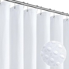 White Luxury Heavyweight Textured Fabric Shower Curtain Hotel,72x72 Modern Hot