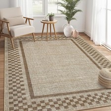 Geometric Bordered Washable Area Rug 5x7