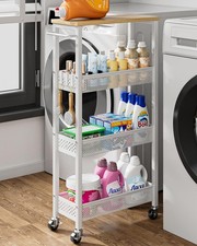Giwil Slim Rolling Storage Cart 4 Tier Bathroom Organizer Mobile Shelving Unit U