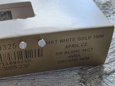 NEW Studex System 75 Ear Piercing Earrings 14KT White Gold Posts 3MM