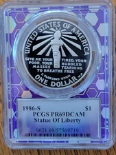 1986-S Statue of Liberty Proof Silver Dollar PCGS PR69DCAM Commemorative
