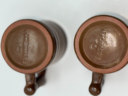Vintage Set of 2 Frankoma Plainsman Brown C3 Coffee Tea Cups Mugs - Picture 6 of 6
