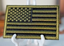 American Flag Patch Tactical Olive Green/Black hook loop 3.25 X 2 In
