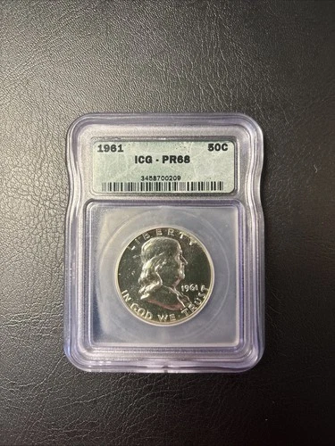 1961 ICG PR68 Silver Proof Franklin Half Dollar 90% SILVER