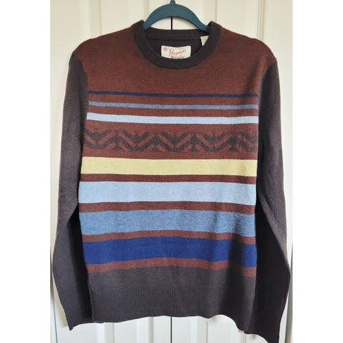 Penguin by Munsingwear Fair Isle Sweater Striped Knit Crew Neck Brown Men S NEW - Picture 4 of 7