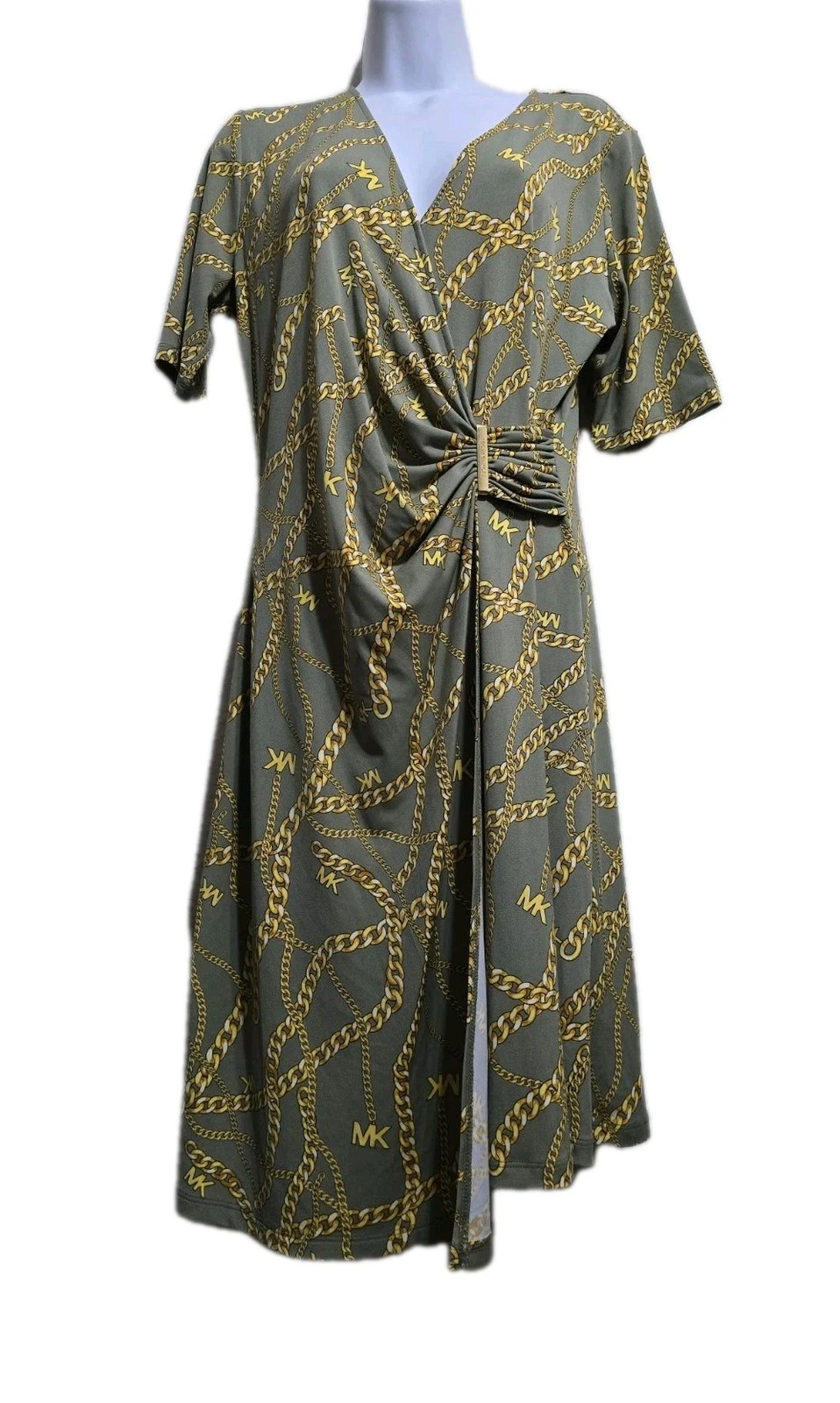 Abito donna MICHAEL KORS medio finto elasticizzato fibbia laterale verde militare taglia M