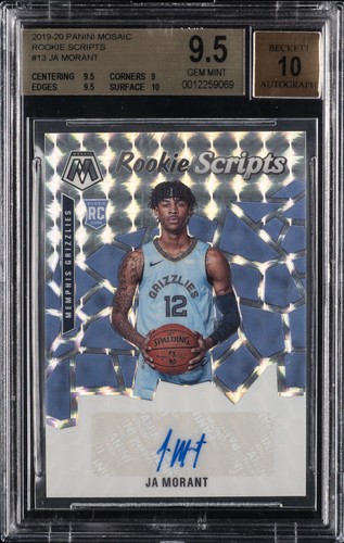 2019 PANINI MOSAIC ROOKIE SCRIPTS #RSJMT JA MORANT RC BGS 9.5 AUTO 10