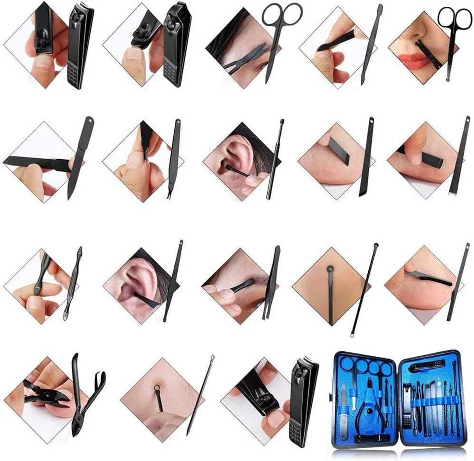 Juego de manicura pedicura de acero inoxidable 18 en 1 - Kit de aseo profesional Foto 2 de 4