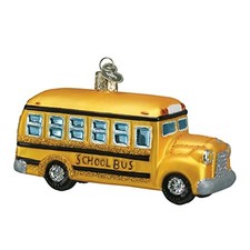 Old World School Bus Glass Ornament FREE BOX 46007 New